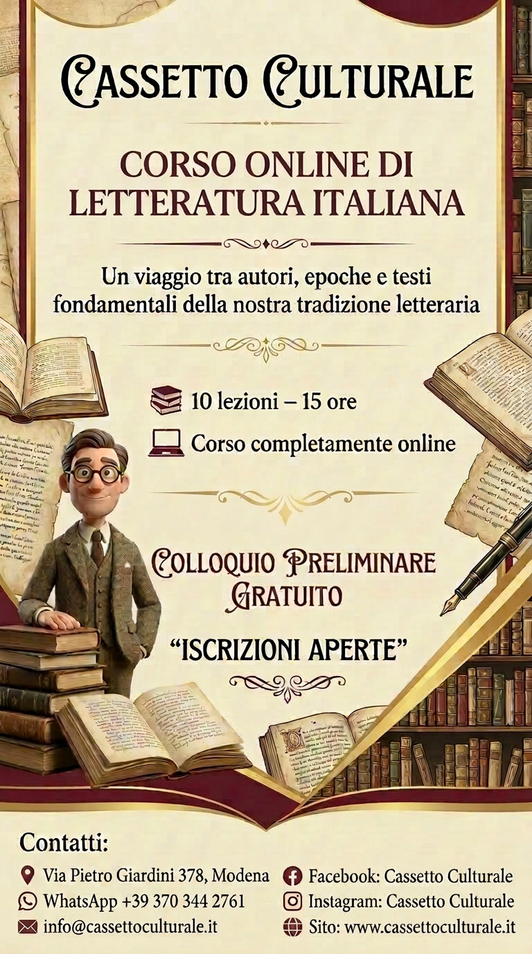 Italian literature course, online, individual or group